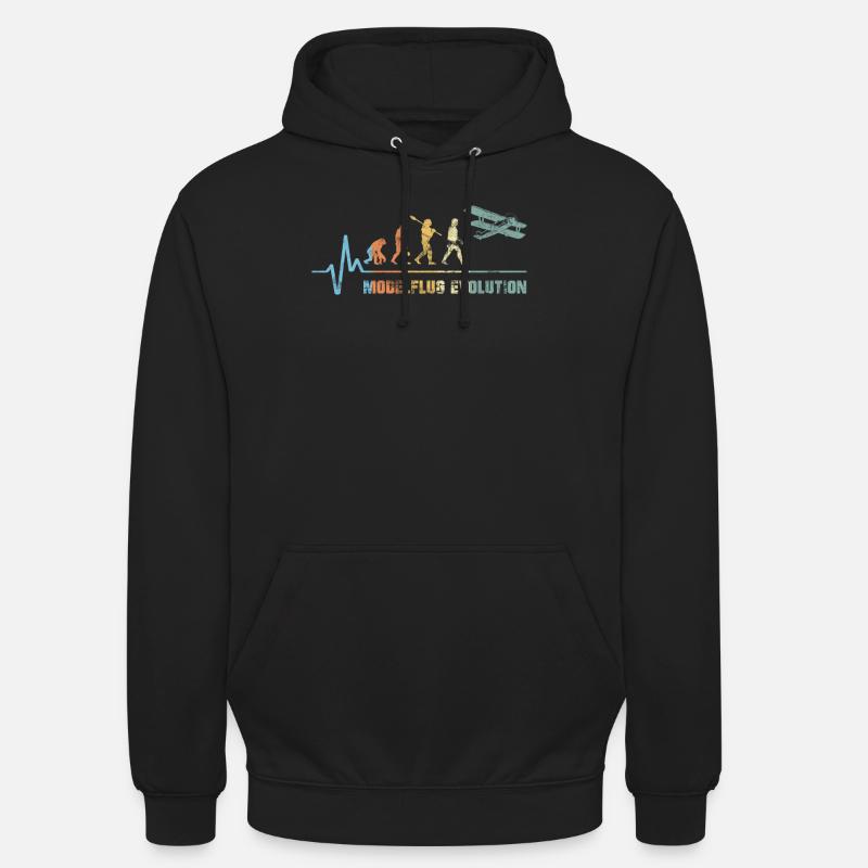 Modellflug Sport Evolution Pilot Flugzeug Vintage - Unisex Hoodie - Schwarz