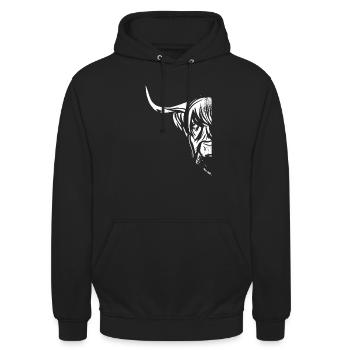 Tolles Highland Cattle Landwirt Rind - Unisex Hoodie - Schwarz - Vorne - Alina (178cm) & Michal (187cm)
