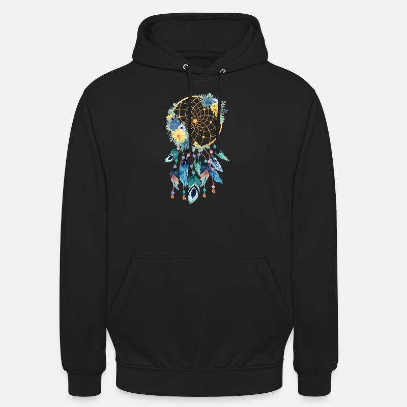 Dream catcher fleurs Indiens - Sweat-shirt à capuche unisexe - noir