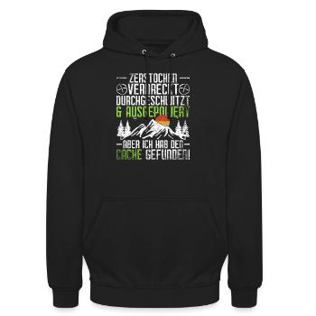 Geocache Geocaching - Unisex Hoodie - Schwarz - Vorne - Alina (178cm) & Michal (187cm)