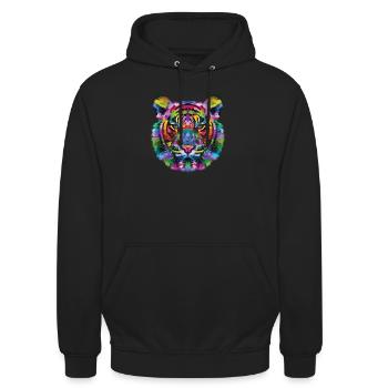 tiger - Unisex Hoodie - black - Front - Alina (178cm) & Michal (187cm)