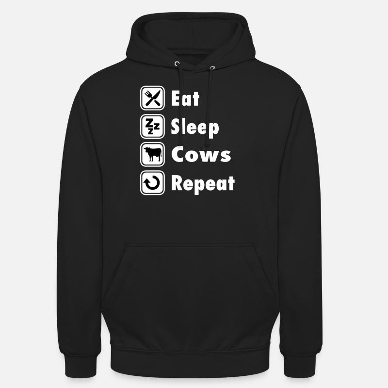 TEE - Eat Sleep Cows Repeat - Unisex Hoodie - Schwarz