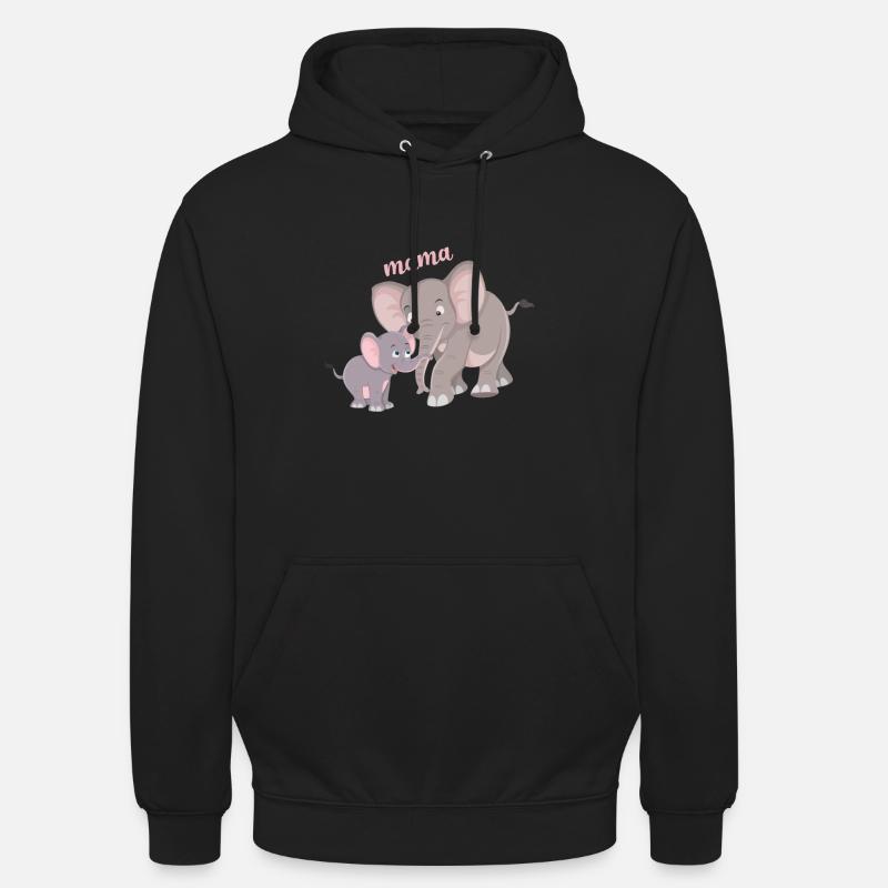 Éléphant mignon maman enfant bond - Sweat-shirt à capuche unisexe - noir