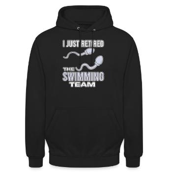 Lustige Vasektomie Ich habe gerade das Schwimmteam - Unisex Hoodie - Schwarz - Vorne - Alina (178cm) & Michal (187cm)