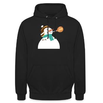 Schneemann als Glasbläser - Weihnachten - Unisex Hoodie - Schwarz - Vorne - Alina (178cm) & Michal (187cm)