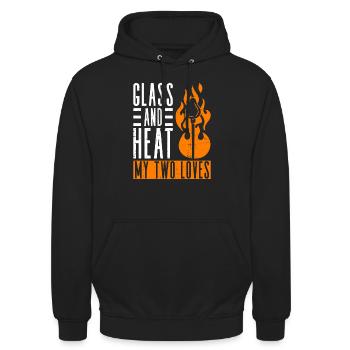 Glas und Wärme - Meine zwei Lieben - Glasbläser - Unisex Hoodie - Schwarz - Vorne - Alina (178cm) & Michal (187cm)