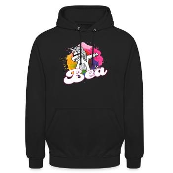 BEA - Beau nom avec dabbing licorne - Sweat-shirt à capuche unisexe - noir - Devant - Alina (178cm) & Michal (187cm)