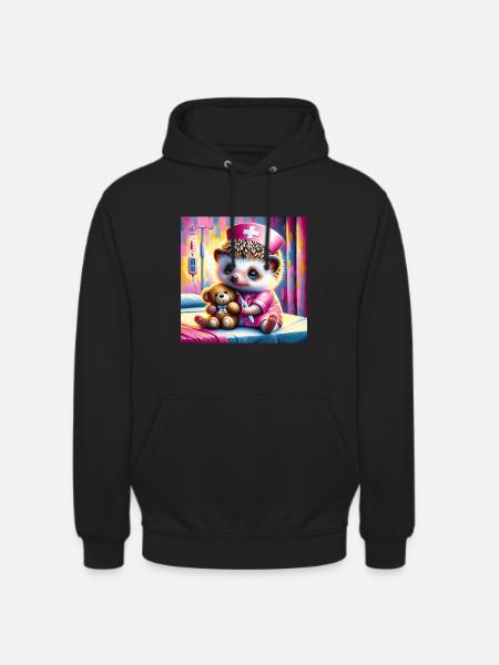 Niedlicher Igel im Pflegezimmer - Unisex Hoodie - Schwarz