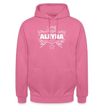 Aleyna als Frau - Unisex Hoodie - Pink - Vorne - Alina (178cm) & Michal (187cm)