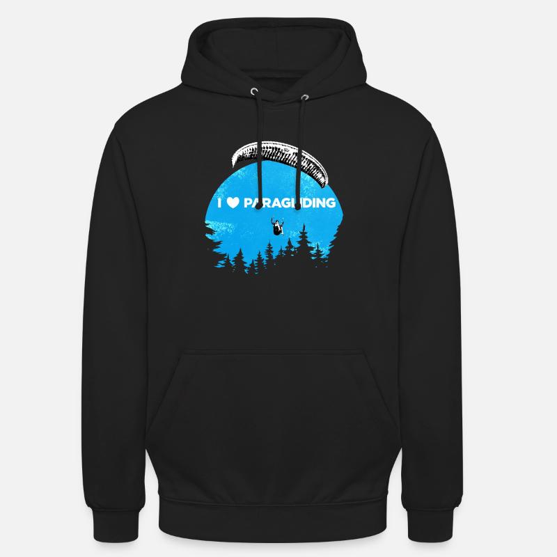 I 🤍 Parapente bleu - Sweat-shirt à capuche unisexe - noir