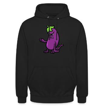 Auberginen-Monster Eggplant Monster - Unisex Hoodie - Schwarz - Vorne - Alina (178cm) & Michal (187cm)