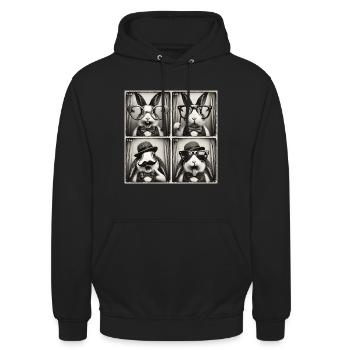 Lustig Hase Kaninchen Foto Selfie - Unisex Hoodie - Schwarz - Vorne - Alina (178cm) & Michal (187cm)