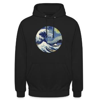 Tsunami de la nuit étoilée - Sweat-shirt à capuche unisexe - noir - Devant - Alina (178cm) & Michal (187cm)