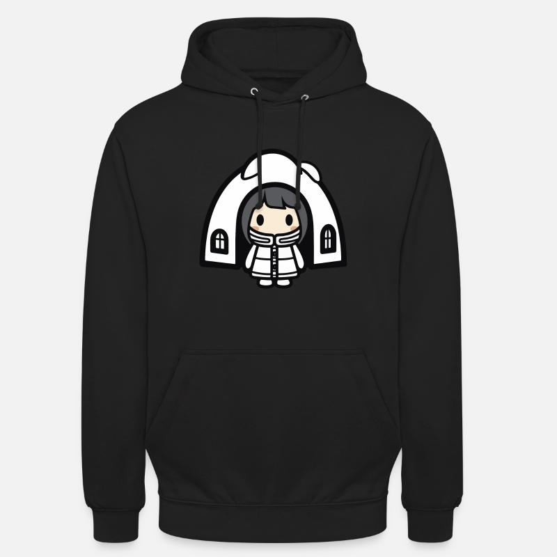 Winter Eskimo Iglu Comic - Unisex Hoodie - Schwarz