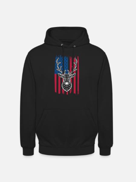 Rotwild-jagd-amerikanische Flagge Für - Unisex Hoodie - Schwarz