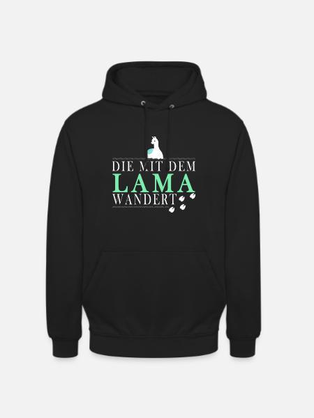 Die mit dem Lama wandert - Unisex Hoodie - Schwarz