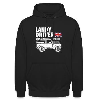 Landy Driver - Unisex Hoodie - Schwarz - Vorne - Alina (178cm) & Michal (187cm)