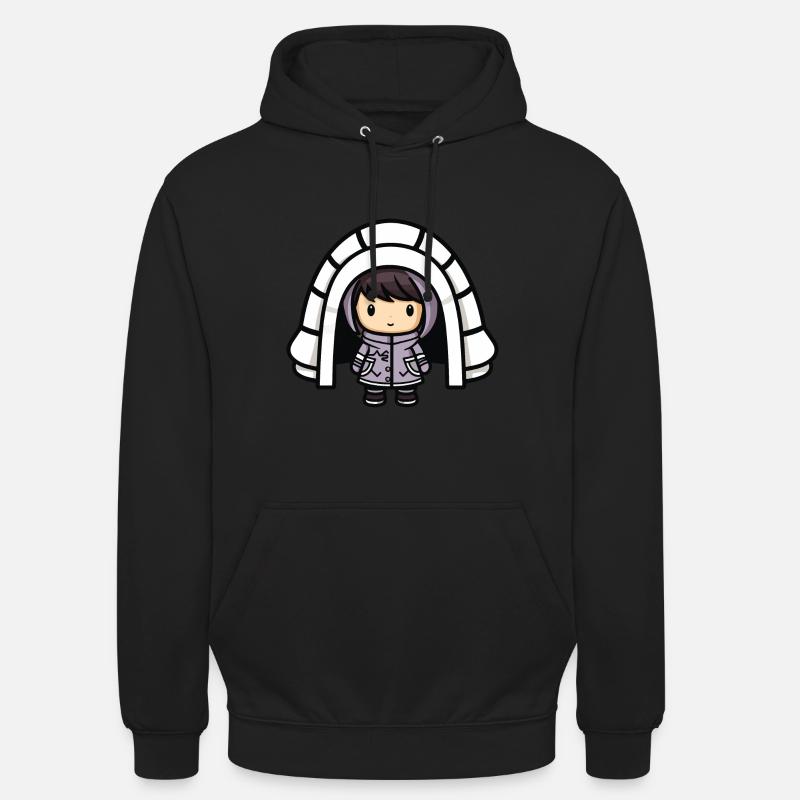 Winter Eskimo Iglu Comic - Unisex Hoodie - Schwarz