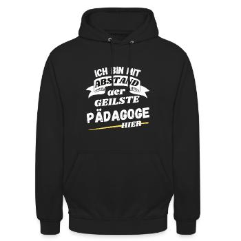 Ich bin mit Abstand der geilste Pädagoge hier - Unisex Hoodie - Schwarz - Vorne - Alina (178cm) & Michal (187cm)