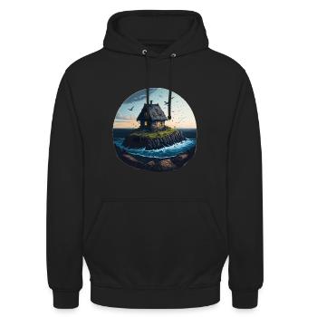 Maison solitaire sur une île balnéaire - Sweat-shirt à capuche unisexe - noir - Devant - Alina (178cm) & Michal (187cm)
