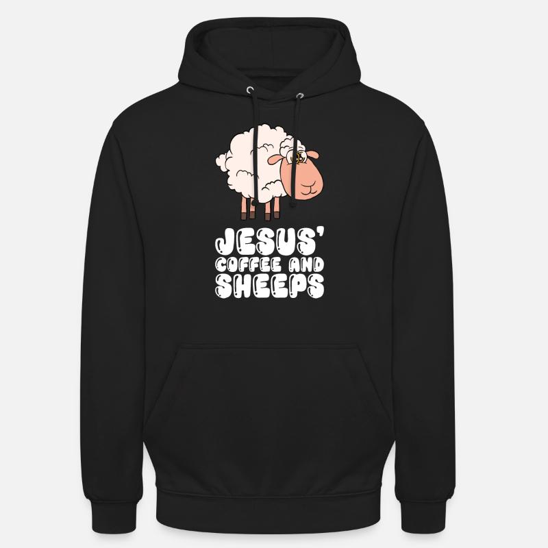 Jesus, Kaffee Und Schafe - Unisex Hoodie - Schwarz