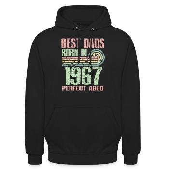 Die Besten Väter Sind 1967 Geboren, 56 Jahre Alt, - Unisex Hoodie - Schwarz - Vorne - Alina (178cm) & Michal (187cm)