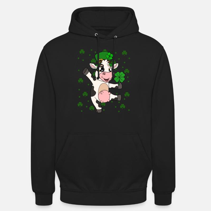 Mignon trèfle de vache Saint-Patrick - Sweat-shirt à capuche unisexe - noir