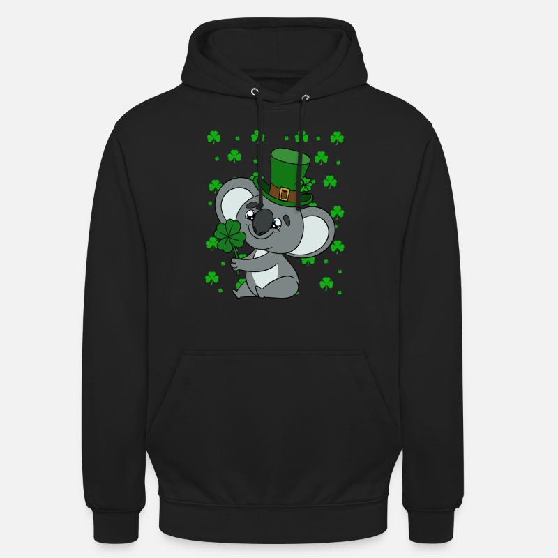 Mignon koala avec chapeau Saint-Patrick - Sweat-shirt à capuche unisexe - noir