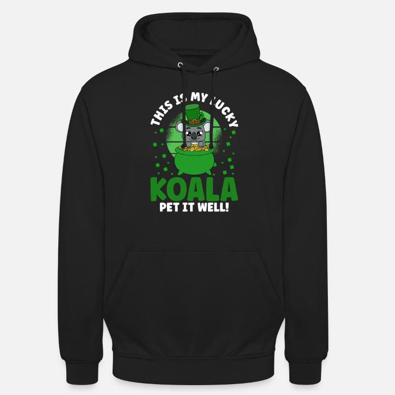 Mignon koala avec chapeau Saint-Patrick - Sweat-shirt à capuche unisexe - noir