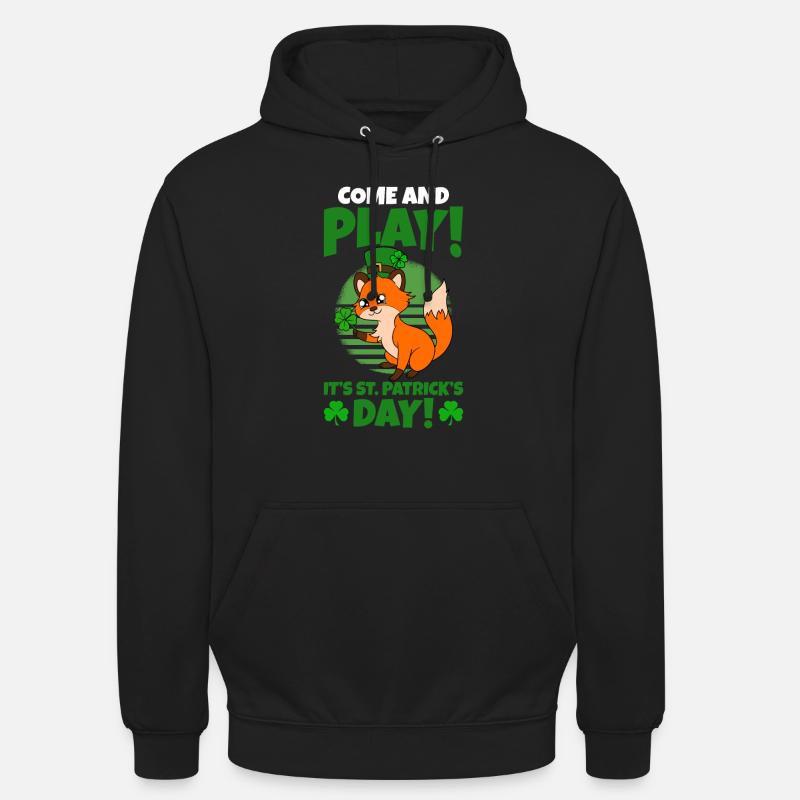 Mignon trèfle renard Saint-Patrick - Sweat-shirt à capuche unisexe - noir
