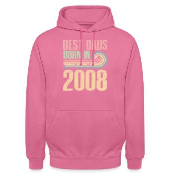 The best fathers were born in 2008, 15 years old, - Unisex Hoodie - pink - Front - Alina (178cm) & Michal (187cm)