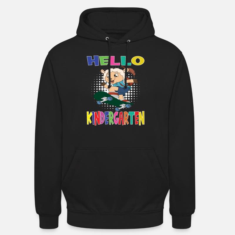 Bonjour Kindergarten Skateboard Sheep - Sweat-shirt à capuche unisexe - noir