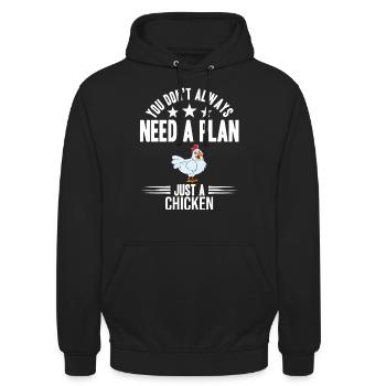 Lustiger Hühner Spruch Huhn - Unisex Hoodie - Schwarz - Vorne - Alina (178cm) & Michal (187cm)