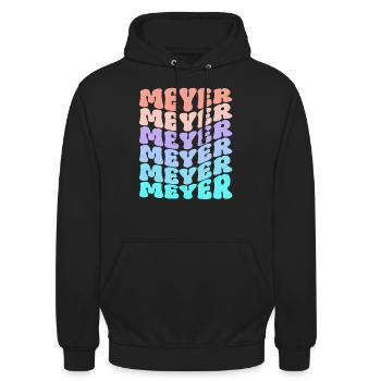 Meyer Retro Familie Nachname Geschenk - Unisex Hoodie - Schwarz - Vorne - Alina (178cm) & Michal (187cm)