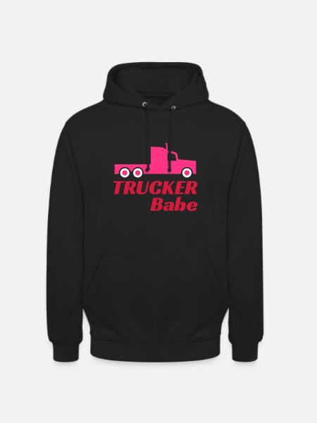 Trucker babe (tractor) - Unisex Hoodie - black