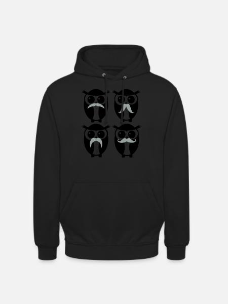 Moustache Owl - Unisex Hoodie - Schwarz