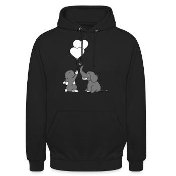2 amis elephant équipe couple ballon coeur amour - Sweat-shirt à capuche unisexe - noir - Devant - Alina (178cm) & Michal (187cm)