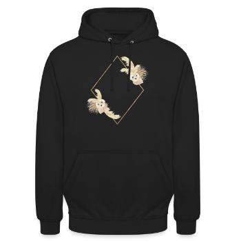 Pampasgras Raute Design Idee - Unisex Hoodie - Schwarz - Vorne - Alina (178cm) & Michal (187cm)