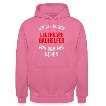 Bauhelfer Lustiger Spruch Hausbau Bauherr Geschenk - Unisex Hoodie - Pink - Vorne - Alina (178cm) & Michal (187cm)