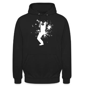 Trompette Trompette Trompette Jazz Trompettiste Trompettiste - Sweat-shirt à capuche unisexe - noir - Devant - Alina (178cm) & Michal (187cm)