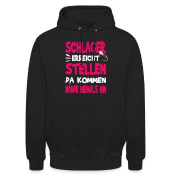 Schlager erreicht Stellen Schlagermusik - Unisex Hoodie - Schwarz - Vorne - Alina (178cm) & Michal (187cm)