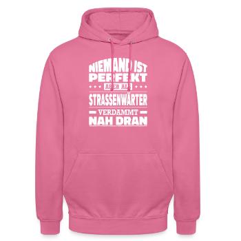 Niemand Ist Perfekt Strassenwärter Winterdienst - Unisex Hoodie - Pink - Vorne - Alina (178cm) & Michal (187cm)