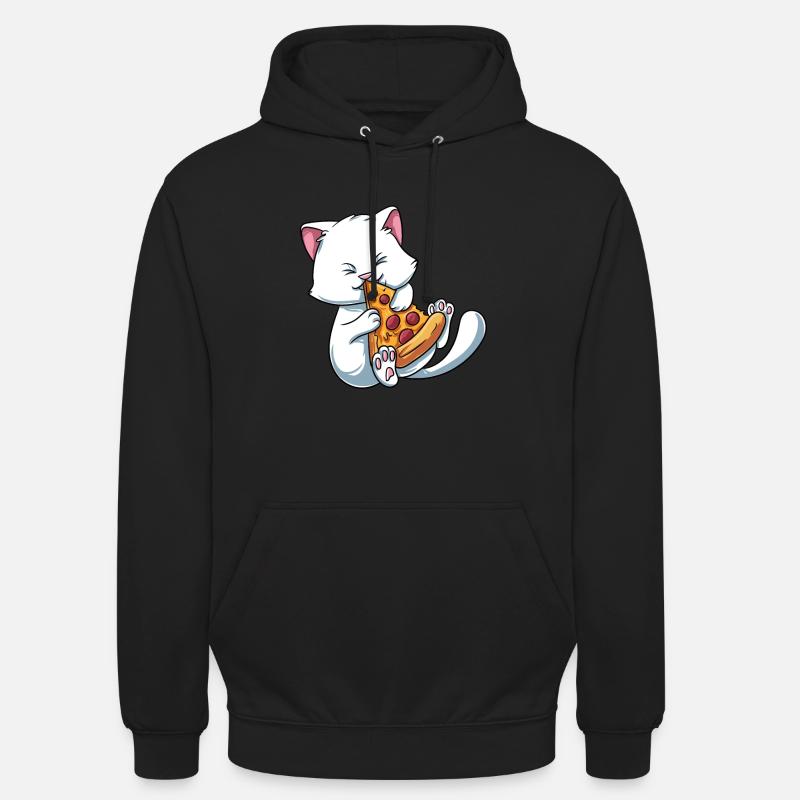 Kätzchen Katze isst Pizza - Unisex Hoodie - Schwarz