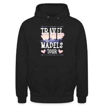 Travel Mädels Tour - Unisex Hoodie - Schwarz - Vorne - Alina (178cm) & Michal (187cm)