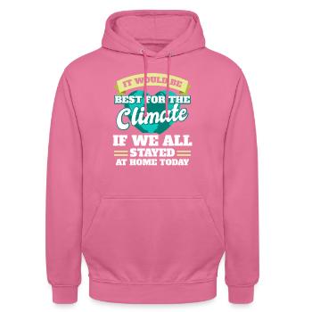 Climate If we would all stay at home Day en - Unisex Hoodie - pink - Front - Alina (178cm) & Michal (187cm)