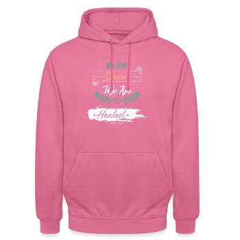 Bible Verse Healing - Unisex Hoodie - pink - Front - Alina (178cm) & Michal (187cm)