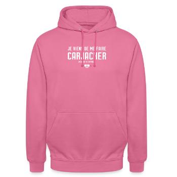 Je viens de me faire carjacker - Réplique culte - Sweat-shirt à capuche unisexe - rose - Devant - Alina (178cm) & Michal (187cm)