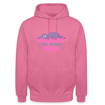 Ich Schlafe Nicht Ich Spare Energie Faultier - Unisex Hoodie - Pink - Vorne - Alina (178cm) & Michal (187cm)