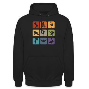 Breakdancer Breakdance B-Boying Tänzer Geschenk - Unisex Hoodie - Schwarz - Vorne - Alina (178cm) & Michal (187cm)