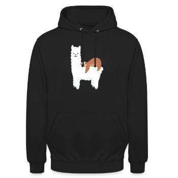 Alpaka Faultier - Unisex Hoodie - Schwarz - Vorne - Alina (178cm) & Michal (187cm)